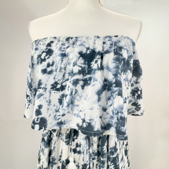 Japna Maxi Dress Women Size Medium Strapless Ruffle Tie Dye Tassel Boho Beach - Picture 5 of 12